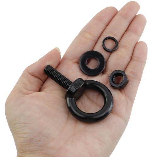 Image of Antrader Lifting Shoulder Eye Bolts for Hang Tie Down Outdoor,M8 x 25mm | M8 Machinery Shoulder Lifting Eye Bolt With Lock Nuts,Lock Washers,Flat Washers