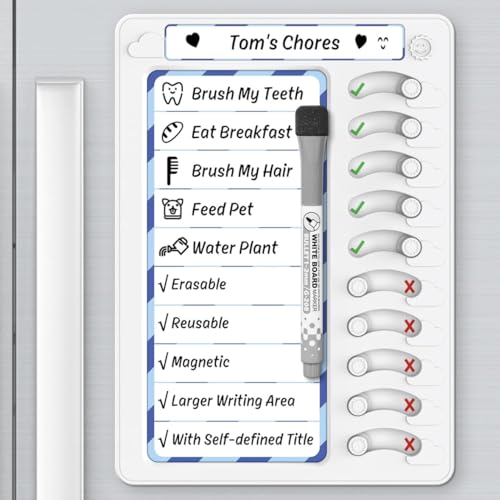 Erasable Chore Chart for Kids Multiple Kids Chore Board ADHD Tools for Kids to Do List Routine Checklist Task Planning Board with Magnetic Stickers and Markers 1 Pack