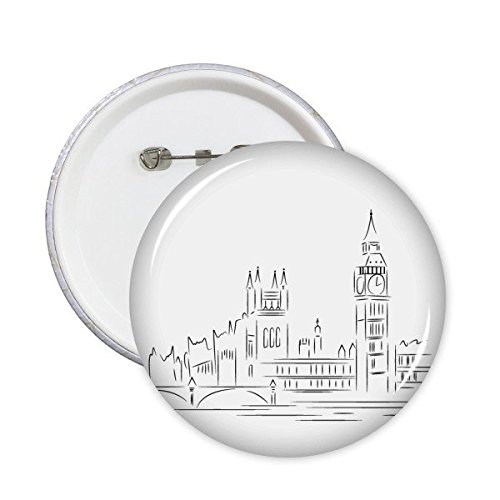 Badge Angleterre pour personnaliser un sac triste - 5 Pins Royaume-Uni sketch ronds L