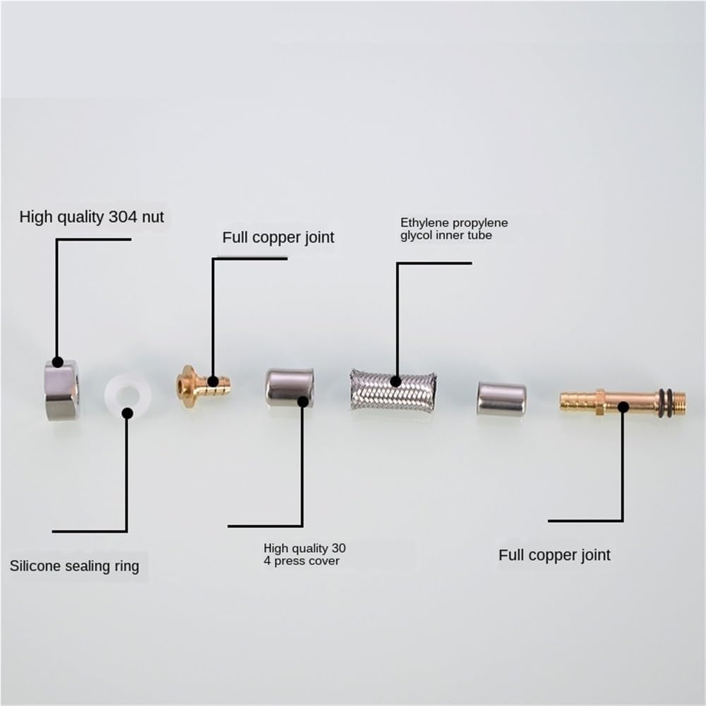 Faucet Inlet Pipe Explosion-proof Dish Basin Basin Hot And Cold Water Pipe Fittings 304 Stainless Steel Braided Tip Hose(1.2m 304 steel 2Pcs)