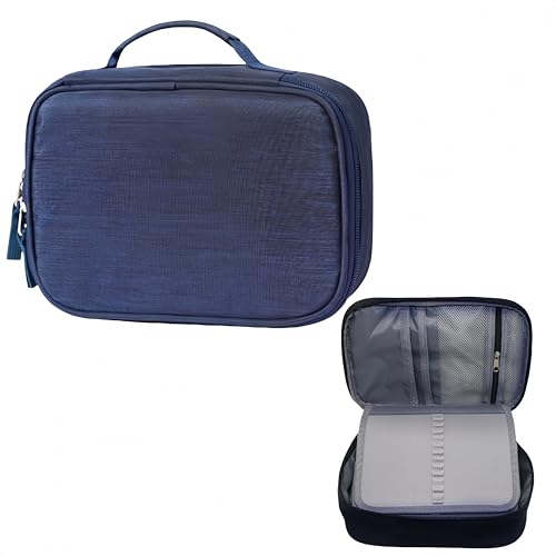Hjydgj Estuche Grande 72 Ranuras Portátil Para Adultos, Organizador De Lápices, 72 Compartimentos, Gran Capacidad, Azul Oscuro