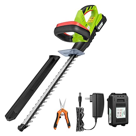 VIVOSUN 20" Cordless Hedge Trimmer, 20V Electric Bush Trimmer, 1400 RPM Shrub Trimmer, Dual-Action Laser Blade, 3/5" Cutting Capacity, Lightweight & Compact Trimmer, Battery and Fast Charger Included