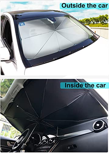 Car Windshield Sun Shade Umbrella, Car Front Windshield Sun Shade For Block Uv Rays & Thermal Insulation Protection, Foldable Windshield Sun Shade Umbrella For Most Vehicles, Suvs, Trucks, 57"X31" #TOP1