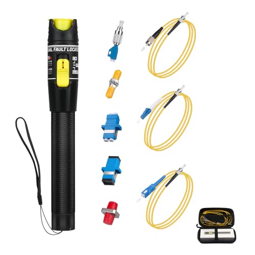 fyboptwu - Fiber Optic Cable Troubleshoot Kit - 1pc Visual Fault Locator & 1pc FC to LC Adapter & 4pcs Couplers(LC, SC, ST, FC) & 3 Short Patch Cords (Mode Number: VFL-50)