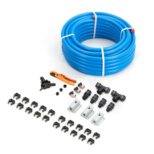 Compressed Air Piping System, 3/4" x 100 feet HDPE Aluminum Shop Air Line Kit Air Compressor Hose kit for Garage Rapid Air System 200PSI ASTM F1282, Blue Leak-Proof Easy to Install