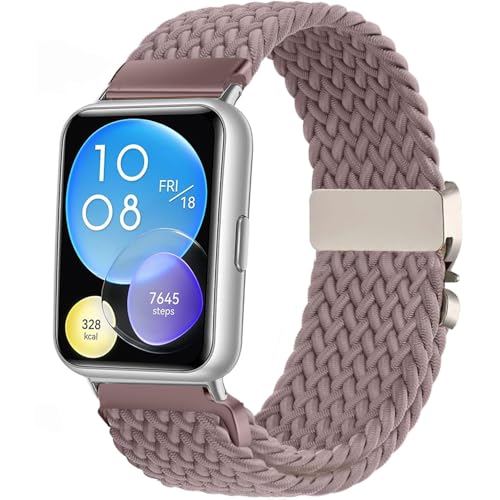 Issinlky Nylon geflochtene armband kompatibel mit Huawei Watch Fit 2 elastische Sportarmband für Huawei Fit 2 Frauen Männer