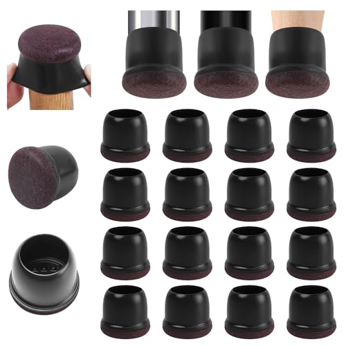 Kleine Silikon Bodenschoner für Stuhlbeine, 16 Stück Schwarze Stuhlbeinkappen, Φ 28-37 mm Durchmesser Filzunterseite, weicher Thermo-Kunststoff-Elastomer, Möbelbein-Fußabdeckungen verhindern Kratzer