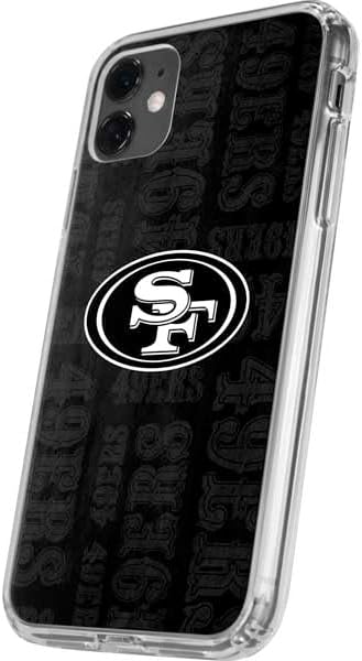 Skinit Clear Phone Case Compatible with iPhone 11 - Officially Licensed NFL San Franciso 49ers Black & White Design