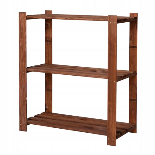 STOLMAK Holzregal Standregal 90x80x38 cm (HxBxT) Braun Lagerregal mit 3 Ablagen Stehend Garage Regal Keller Wohnzimmer Kiefernholz Badregal Pflanzenständer Bücherregal STOLMAK Holzregal Standregal 90x80x38 cm (HxBxT) Braun Lagerregal mit 3 Ablagen Stehend Garage Regal Keller Wohnzimmer Kiefernholz Badregal Pflanzenständer Bücherregal
