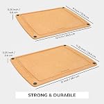 Planches à découper en bois Freshware pour la cuisine, rainure à jus, pieds en silicone antidérapants, lavables au lave-vaisselle, taille moyenne 12 po x 9 po et grande 15 po x 11,25 po, ensemble de 2, naturel