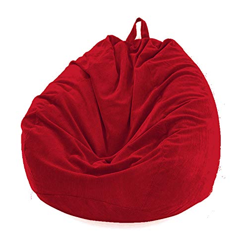 Housse de fauteuil poire confortable velours côtelé rouge premium
