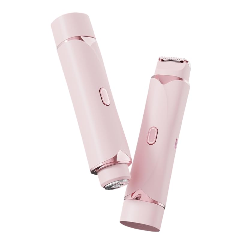 Bikini Trimmer for Women Dual Head, Portable Flawless Facial Hair Remover,Waterproof &amp; Painless Electric Razors Epilator for Lips, Chin, Armpit, Peach Fuzz, Fingers, Neck, Cheek (Pink)