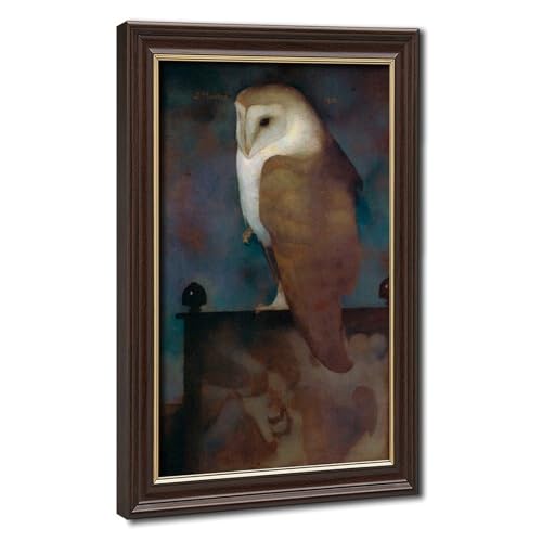 Cadre à suspendre 20x30 cm Jan Mankes hibou pour mur vide sans reflet