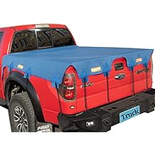 غطاء قماش لسرير الشاحنة للسرير القياسي 6.5 صندوق مناسب لسيارة فورد F150 GMC Silverado/Sierra Ram شريط عاكس مقاوم للماء ومتين 600D من قماش أكسفورد غطاء سرير شاحنة بيك أب مع حبال مطاطية