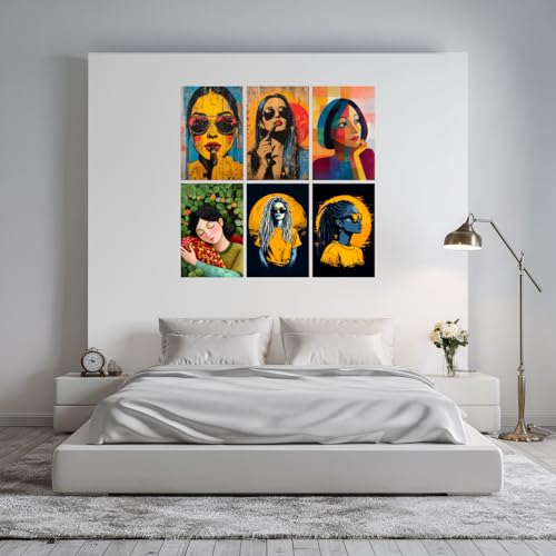 Image of SiddArtify Modern Portrait Wall Art Prints Set - Contemporary Woman Poster Decor for Living Room Bedroom Office - 12x18 inch Board Pack of 6