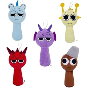 jialeih 8Inch Sprunki Plush Toy 5Pcs Set Funny Sprunki Plushies for Games Fans Super Soft Collectible Stuffed Toy Christmas Birthday Gifts for Boys Girls and Fans (5Pcs-8)