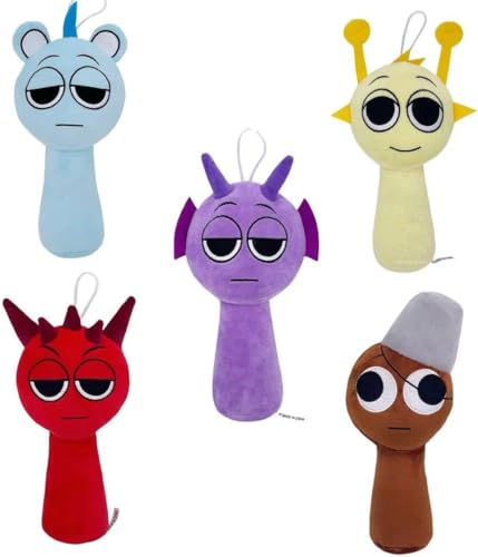 jialeih 8Inch Sprunki Plush Toy 5Pcs Set Funny Sprunki Plushies for Games Fans Super Soft Collectible Stuffed Toy Christmas Birthday Gifts for Boys Girls and Fans (5Pcs-8)