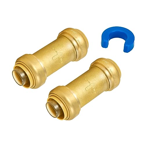 SUNGATOR 1 Inch Check Valve, Anti-backflow Valve with Single Water Flow Direction only, No Lead Brass Push to Connect Plumbing Fitting to Work with Pex, Copper, CPVC, with 1 Disconnect Clip, Pack of 2 by SUNGATOR - Used condition - US$21.24