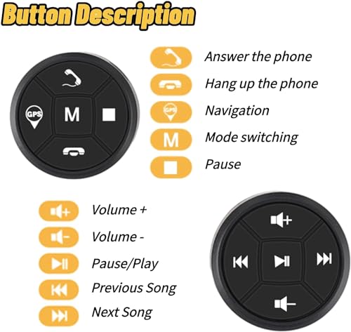 Image of Bluetooth Steering Wheel Control, Button Controller, USB Charging Car Multi-Function Steering Wheel Button Switch Control for Volume GPS Navigation Control