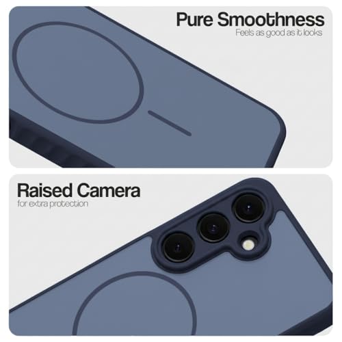 Image of VONZEE Matte Magnetic Case Compatible for Samsung Galaxy A55 Wireless Charging Shockproof Anti-Scratch TPU PC Slim Fit Full Protection Phone Cover for Samsung Galaxy A55-NAVY