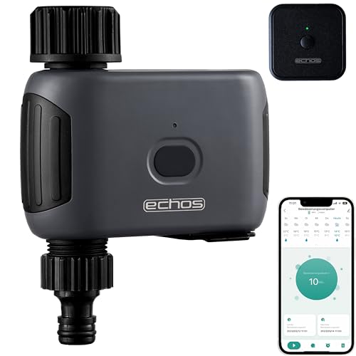 Echos Bewässerungscomputer mit WLAN und Gateway Alexa, Google Assistant WiFi Bewässerungssystem Garten Zeitschaltuhr Automatische Bewässerung Garten Bewässerungsuhr (1 Ausgang mit Gatway)