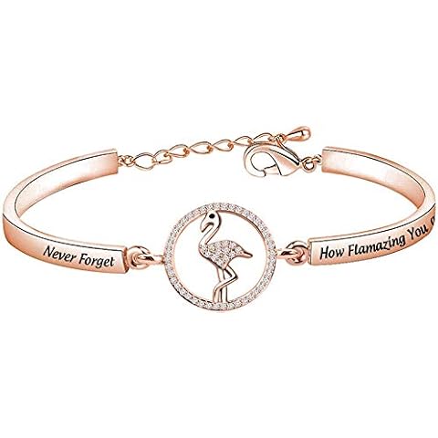 BAUNA Flamingo Jewelry Never Forget How Flamazing You Are Bracelet Expandable Bangle BFF Gift (Flamingo bangle RG) Cover
