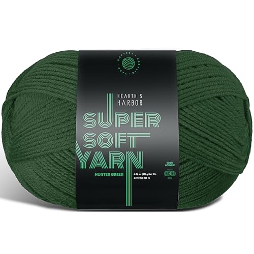 Image of Acrylic Yarn for Crocheting & Knitting - Soft Crochet Yarn for Crocheting, 370 Yards, Perfect for Crafts & Amigurumi, Medium Worsted Weight 4, Hunter Green