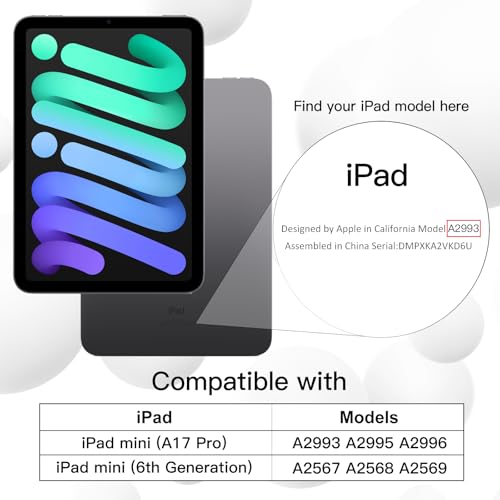 JETech Case for iPad mini (A17 Pro, 2024 Model, 7th Generation) / mini 6 (2021 Model, 6th Generation), Slim Tablet Cover with Soft TPU Back, Auto Wake/Sleep (Black) by JETech - Image 2