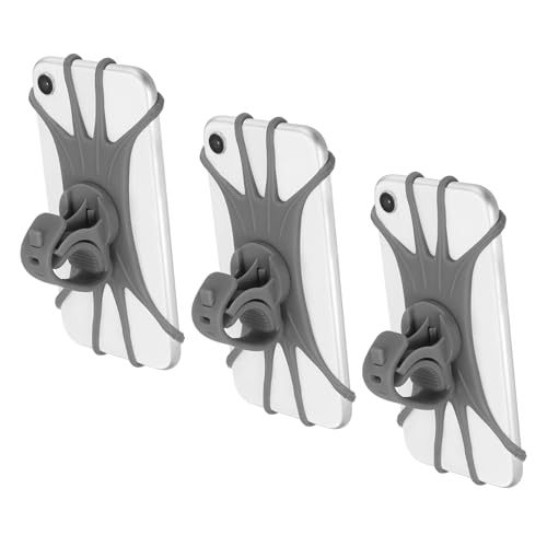 Image of PATIKIL 3Pcs Bike Phone Mount, 360 Rotation Silicone Motorcycle Phone Holder for 3 inch- 6.5 inch Phones Adjustable Phone Mount for Motorcycle Bicycle Electric Scooter, Gray
