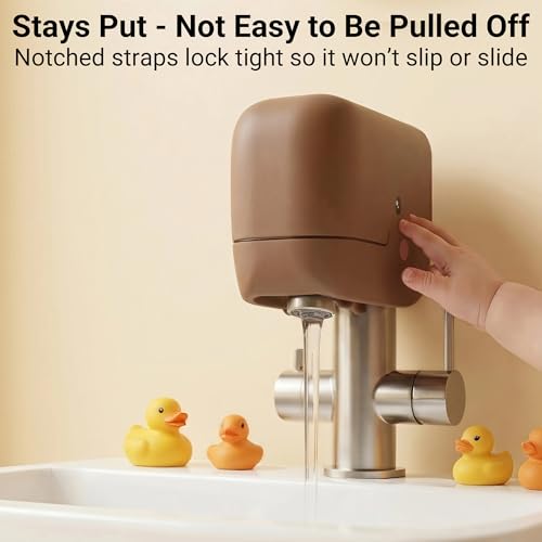 Image of Adorila Whale Silicone Spout Cover for Bathtub Faucet, Adjustable Straps for Roman Tub & Deck Mount, Soft Protective Guard (Brown)