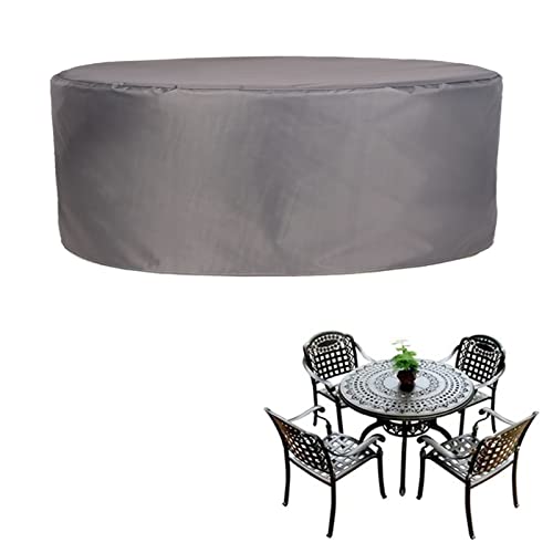HUHJYUGE Funda para Muebles de Jardín Redonda 180x90cm, Funda para Muebles de Terraza Impermeable, Cubiertas de Mesa de Exterior 420D Oxford, para Todas Las Condiciones Meteorológicas