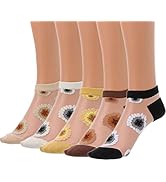 IYOU Damen Glas Mesh Socken Gelb Blume Durchsichtige Socken Ultradünne Siehe Durch Socken für Dra...