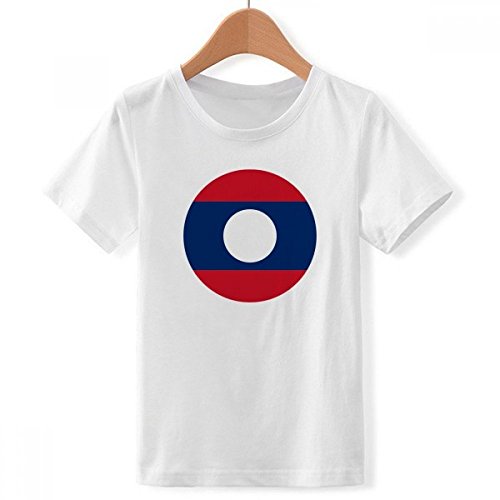 T-shirt blanc motif drapeau Laos pour garçon vêtement asiatique ras du cou 3XL