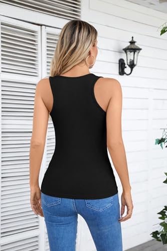 VICHYIE Summer Womens Sleeveless Tank Tops Cami Top Shirt Ribbed Classic Button Racerback Blouse4