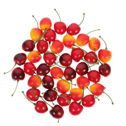 Cabilock 60pcs Artificial Cherry Realistic Fruit Ornaments Fruit Shape Ornaments Simulation Fruit Model Simulated Fruit Models Vivid Fruit Model Realistic Fruit Model Emulated Fruit Model
