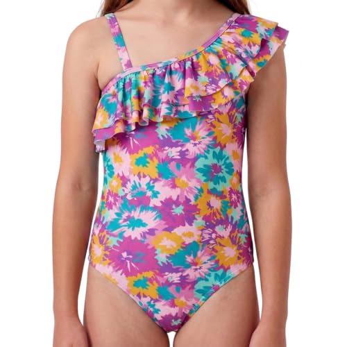 Image of Kanu Surf Girls Morgan Floral Ruffle 1-Shoulder 1-piece Swimsuit