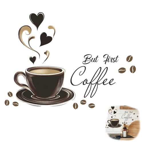 EUYKQNOI Café decoración pared,pegatinas pared,juegos de pegatinas de cocina,Peel and Stick,calcomanías de arte de pared extraíbles de bricolaje,tazas de café y frijoles,papel pintado,carteles murales