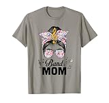 Band Mom Marching Band Design Messy Bun Hair Woman T-Shirt