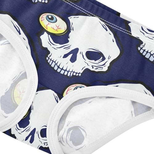 Cartoon Skulls Eyeballs Navy Blue Toddler Girls Underwear 2t Cotton Girl Panties Cute Personalized Kids Undies Briefs4