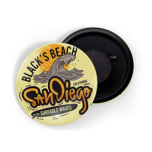 dhcrafts Fridge Magnet Yellow Color Black's Beach Sandiego California Surf able Waves Glossy Finish Design Pack of 1 (58 mm)