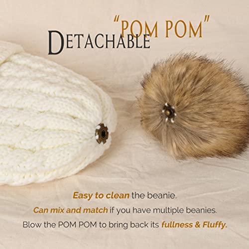 Furtalk Winter Beanie Hat For Women Warm Thick Cotton Lining Knit Bobble Skull Cap Fur Pom Pom Hats For Women #TOP2