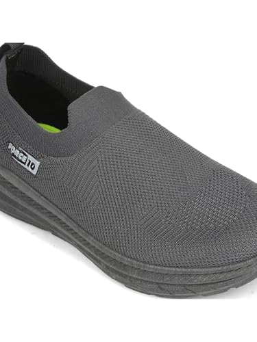 Image of Liberty Force 10 Black & Dark Grey Running Shoes for Men - Knit-Mesh