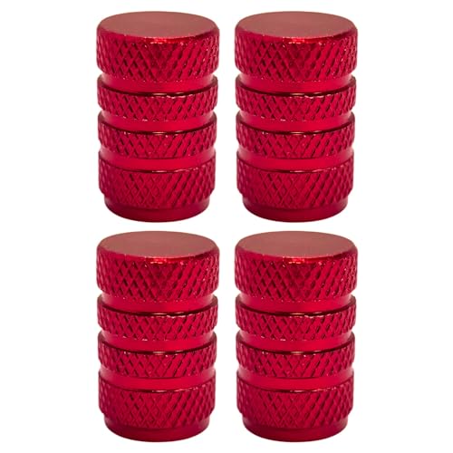 cyclingcolors 4 x Tapones de Válvula de Aluminio para Válvulas Schrader para Bicicleta, Motocicleta, Coche, Cuadraciclo y E-Scooter, Rojo