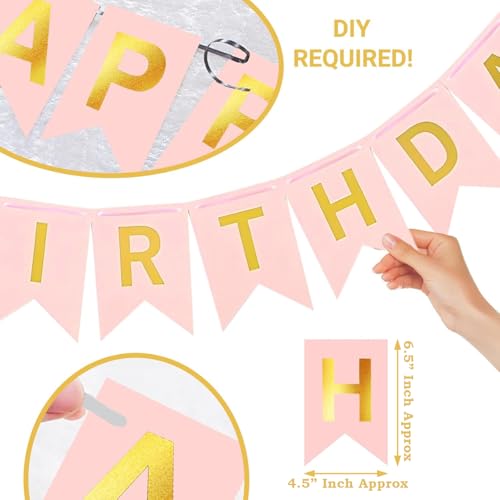 Image of Rozi Decoration 2nd Birthday Decoration Kit - 47 Pcs Pink Theme with Number 2 Balloon, Happy Birthday Banner & Cake Foil Balloon for Baby Boy & Girl Second Bday