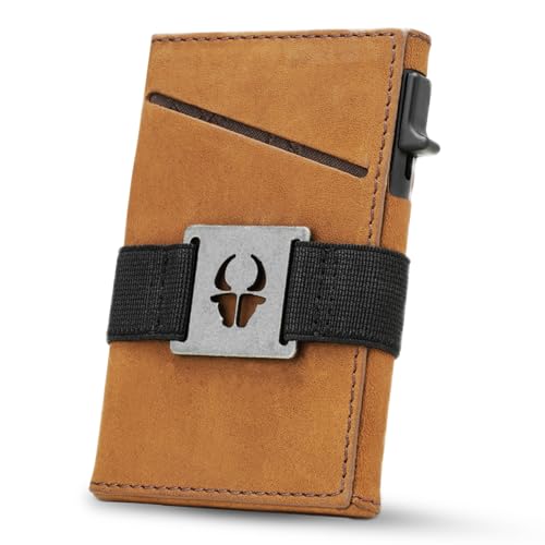 donbolso minimalist leather wallet for men - slim wallet with rfid blocking protection - functional cash & credit card holder - best wallet gift for men - convenient, light & durable - vintage brown