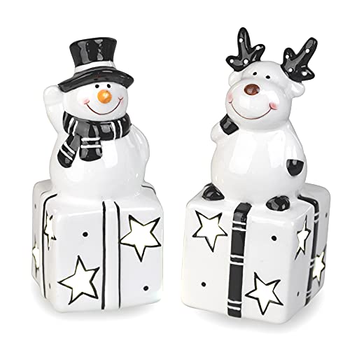 formano 2er Set LED Dekofigur | Elch Schneemann auf Geschenk | schwarz weiß | Weihnachtsdeko formano 2er Set LED Dekofigur | Elch Schneemann auf Geschenk | schwarz weiß | Weihnachtsdeko