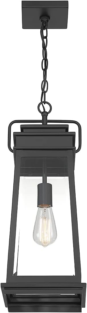 Savoy House 5-816-BK Boone Mission Traditional Clear Beveled Glass Outdoor Hanging Lantern, 1-Light 60 Watt, 22" H x 8" W, Matte Black