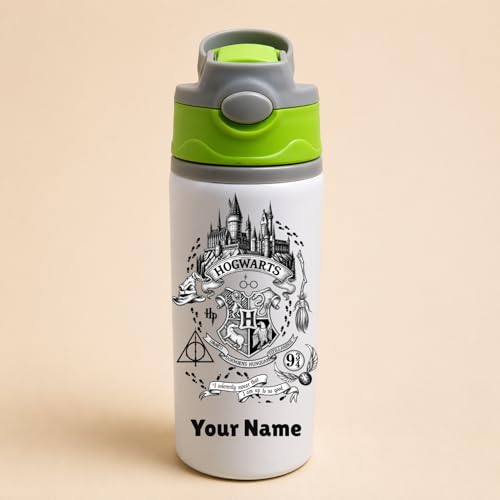 Image of Kids Personalised Water Bottle 600ml | Aluminium Cartoon Printed Bottle | Name Customisation | School Bottle | Durable & Leakproof|Customise Gift