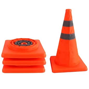 ELLUMIN 4 Pack 15.5-inch Collapsible Traffic Safety Cones, Orange Multi