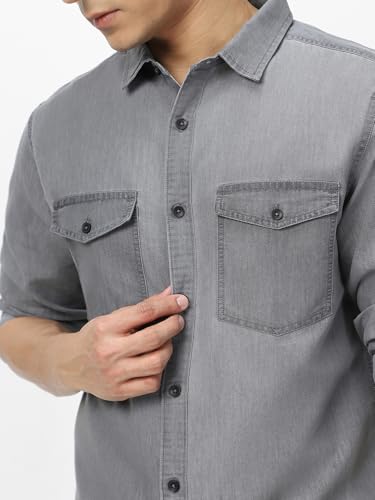 Image of Urbano Fashion Men's Full Sleeve Regular Fit Casual Denim Shirt